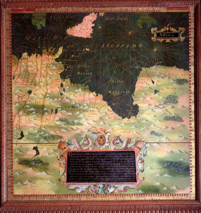 Nordafrika: Kyrenaika und Marmarika Region Karte von Stefano Bonsignori, um 1581. Florenz, Palazzo Vecchio, Sala del Mappamondo von Stefano Buonsignori