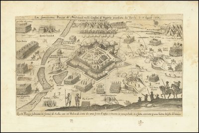 Der berühmte Platz von Neuhausel an der Grenze zu Ungarn, belagert von den Türken am 13. August 1663 von Stefano Scolari