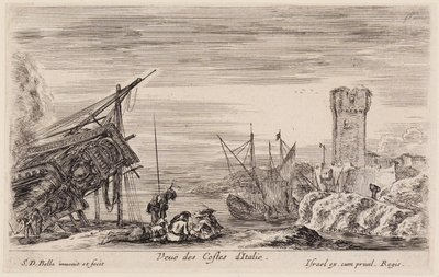 Ansichten von Seehäfen: Blick auf italienische Küsten von Stefano della Bella