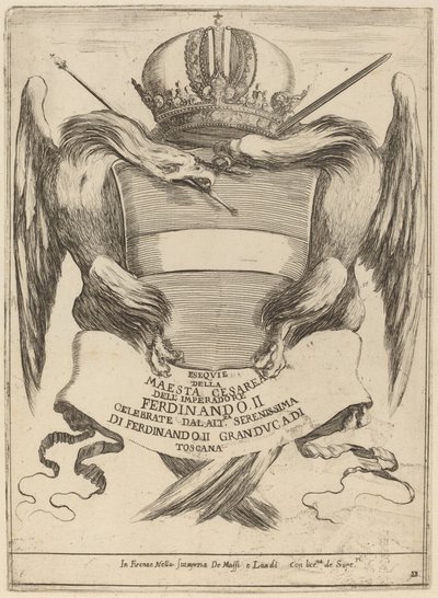 Wappen mit einer Widmung an Großherzog Ferdinand II von Stefano della Bella