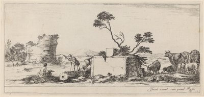 Campagna-Szene mit Künstler beim Skizzieren, vor oder um 1647 von Stefano della Bella