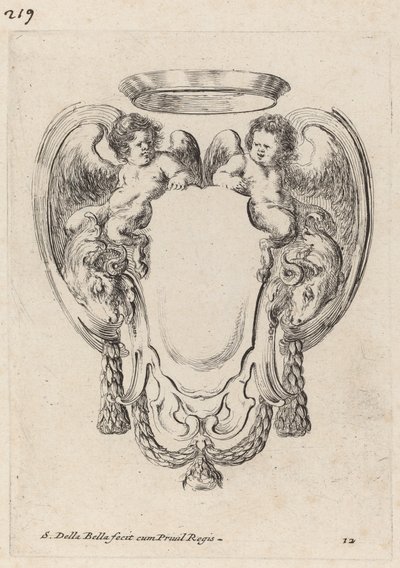 Kartusche mit Widdern und Satyrkindern, 1647 von Stefano della Bella