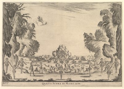 Vierte Szene, das Meer, aus Die Hochzeit der Götter Le nozze degli Dei, 1637 von Stefano della Bella