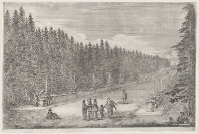 Allee mit Brunnen im Garten der Villa Pratolino (Die Villa Pratolino) von Stefano della Bella