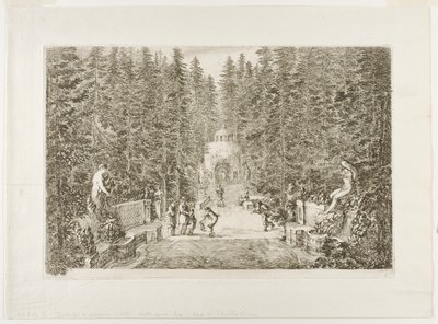 Die aus dem Boden sprudelnden Wasserstrahlen, aus Ansichten der Villa von Pratolino von Stefano della Bella