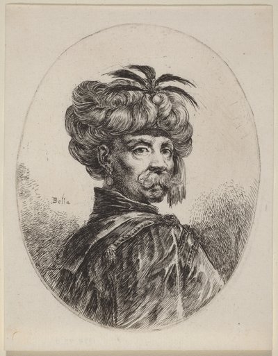 Maure mit einem Turban, verziert mit fünf Federn von Stefano della Bella