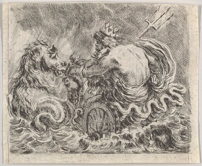 Neptun, aus Spiel der Mythologie Jeu de la Mythologie, 1644 von Stefano della Bella