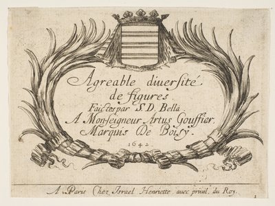 Tafel 1: Zwei Palmen und ein Wappen rahmen den Titel und die Widmung, Titelseite für 