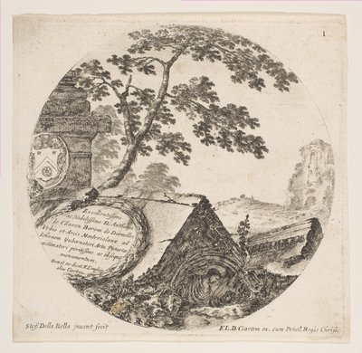 Tafel 1: Fragmente von antiken Denkmälern, aus Römische Landschaften und Ruinen Paysages..., ca. 1646 von Stefano della Bella