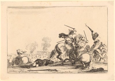 Reitergefecht, Blatt 4 der Folge "Verschiedene Figuren" von Stefano della Bella