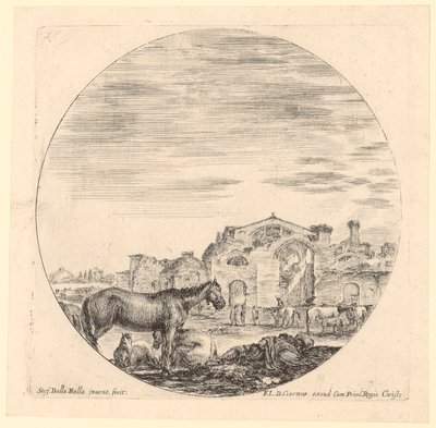 Ruhender Hirte mit Pferden bei den Diokletiansthermen von Stefano della Bella