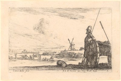 Soldat, an eine Lafette gelehnt, Blatt 5 der Folge "Verschiedene Militär-Capricci" von Stefano della Bella