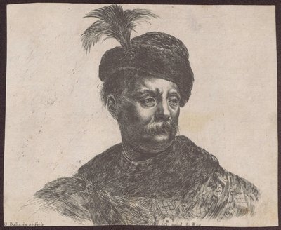 Studium eines polnischen Edelmanns im Brustbild, aus dem Zyklus "Principii del disegno" von Stefano della Bella