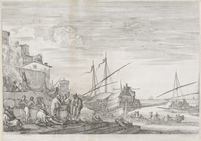 Zwei Galeerenschiffe im Hafen von Livorno von Stefano della Bella