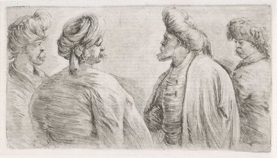 Vier türkische Männer mit Schnurrbärten und Turbanen von Stefano della Bella