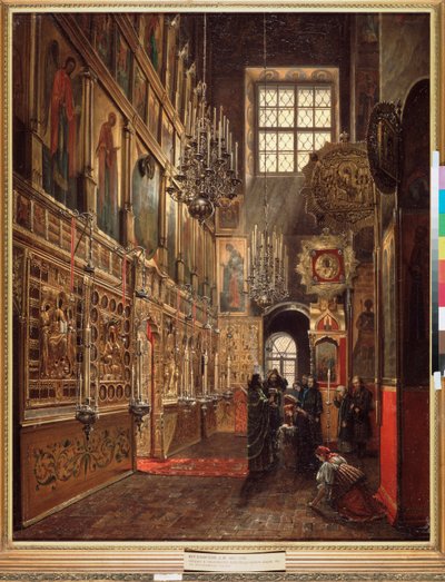 Ein Gottesdienst in der Verkündigungskathedrale im Moskauer Kreml von Stepan Mikhailovich Shukhvostov