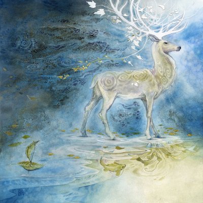 Mystische Hirschreflexion von Stephanie Law