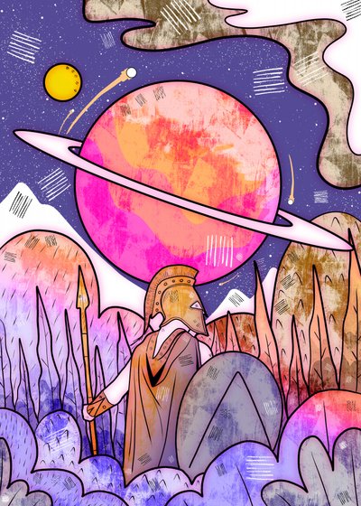 Spartanischer Krieger kosmischer Planet von Stephen Wade