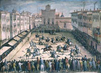 Pferderennen auf der Piazza Santa Croce, 1561-1562 von Stradanus