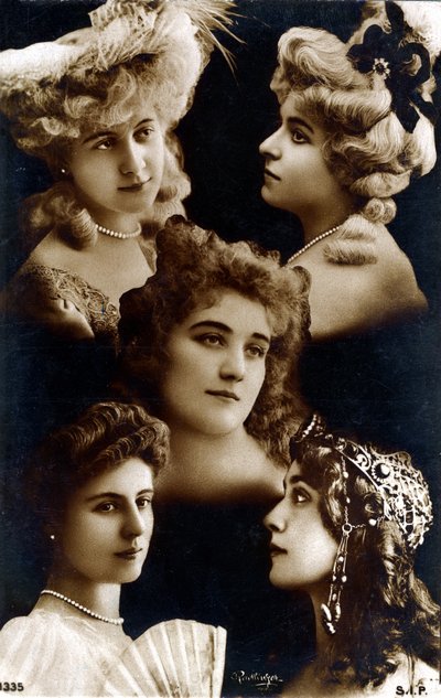 Ewiges Weibliches, Mosaik von Porträts junger Frauen, ca. 1900 (Foto) von Studio Reutlinger