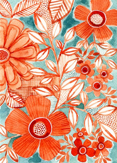Lebendiges Blumen-Aquarell von Susan Black