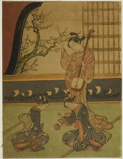 Kurtisane beobachtet ihre Dienerinnen beim Ballspiel von Suzuki Harunobu