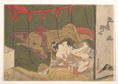 Liebende unter einem Moskitonetz von Suzuki Harunobu