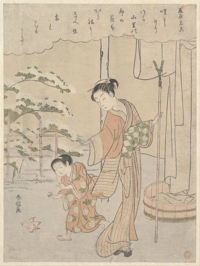 Gedicht von Fujiwara no Motozane (ca. 860) aus der Serie Sechsunddreißig Dichter von Suzuki Harunobu