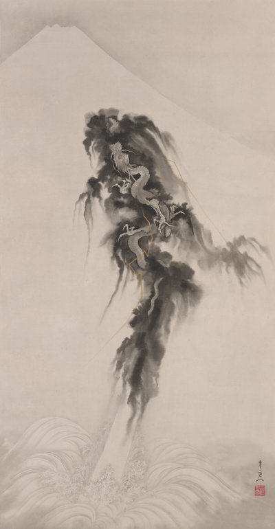 Aufsteigender Drache und Berg Fuji von Suzuki Kiitsu