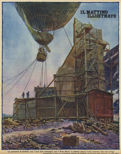 Der Ballon des schwedischen Entdeckers Salomon August Andree startet von Svalbard zu seinem Flug zum Nordpol von Swedish Photographer