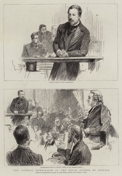 Die Parnell-Kommission an den Royal Courts of Justice (Gravur) von Sydney Prior (after) Hall
