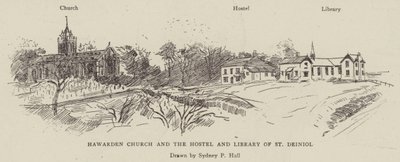 Hawarden Kirche und das Hostel und die Bibliothek von St. Deiniol von Sydney Prior Hall