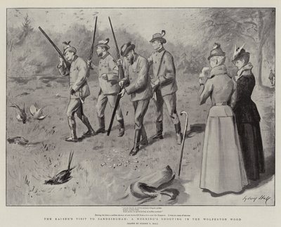 Der Besuch des Kaisers in Sandringham, ein Morgenschießen im Wolferton-Wald von Sydney Prior Hall