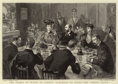 Der Prinz von Wales in Cannes, Mittagessen an Bord der White Ladye von Sydney Prior Hall