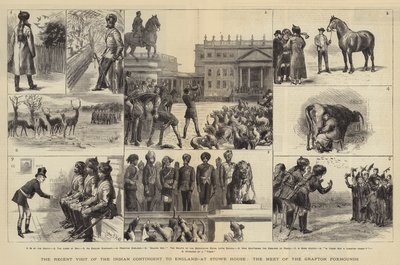 Der jüngste Besuch des indischen Kontingents in England, im Stowe House, das Treffen der Grafton Foxhounds von Sydney Prior Hall