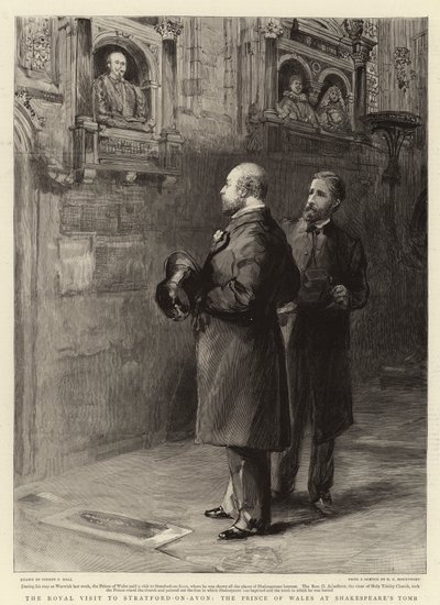 Der königliche Besuch in Stratford-on-Avon, der Prinz von Wales am Grab Shakespeares von Sydney Prior Hall
