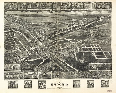 Vogelperspektive von Emporia, Virginia 1907 von T. M. Fowler