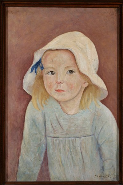 Mädchen mit weißem Hut von Tadeusz Makowski