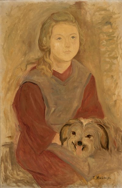 Mädchen mit Hund von Tadeusz Makowski