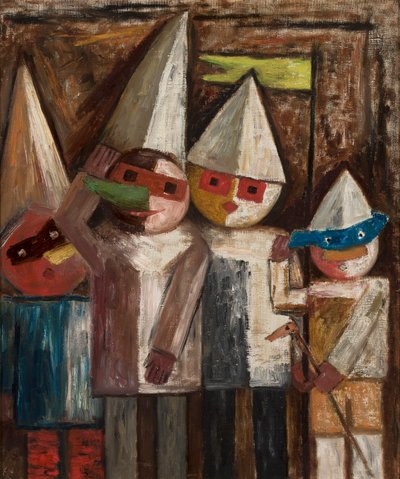 Kinderkarneval mit Fähnchen von Tadeusz Makowski