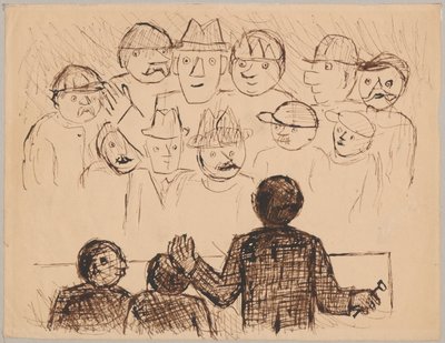 Auktion, aus dem Zyklus "Auktion im Hôtel Drouot" von Tadeusz Makowski