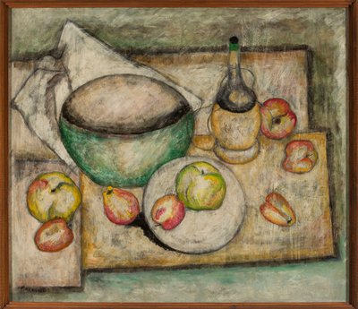 Stillleben mit grüner Schüssel und Früchten von Tadeusz Makowski