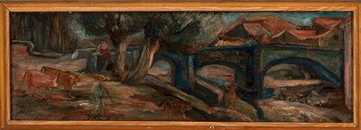 Landschaft mit Brücke und Kühen (Espaly) von Tadeusz Makowski