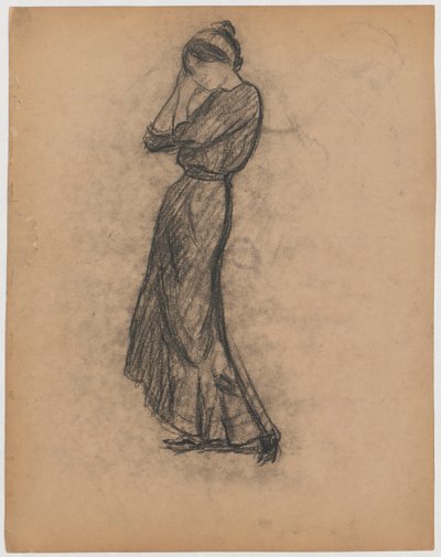 Studie einer Frau in einem langen Kleid mit Haarband von Tadeusz Makowski