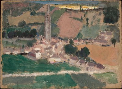 Ansicht einer Stadt mit Kirchturm von Tadeusz Makowski