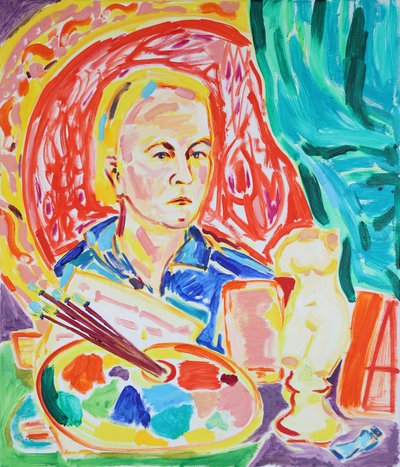 Farbenfrohes Studio-Selbstporträt von Tamara Jare