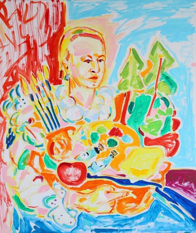 Selbstporträt nach Caravaggio, Junge mit einem Korb voller Früchte, Tamara Jare von Tamara Jare