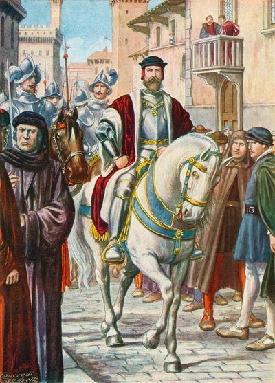 Cosimo I. mit seinen spanischen und deutschen Wachen, die ihm immer folgten von Tancredi Scarpelli