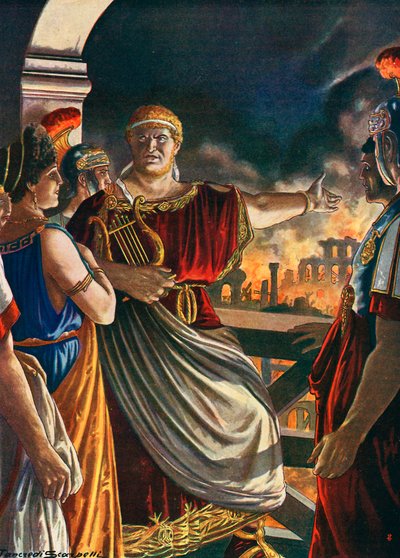 Nero beobachtet den Brand Roms von Tancredi Scarpelli