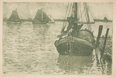 Schiffe im Regen von Théo van Rysselberghe